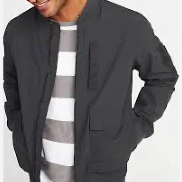 Old Navy Water Resistant Nylon Bomber Jacket in Grey - Picture 1 of 5